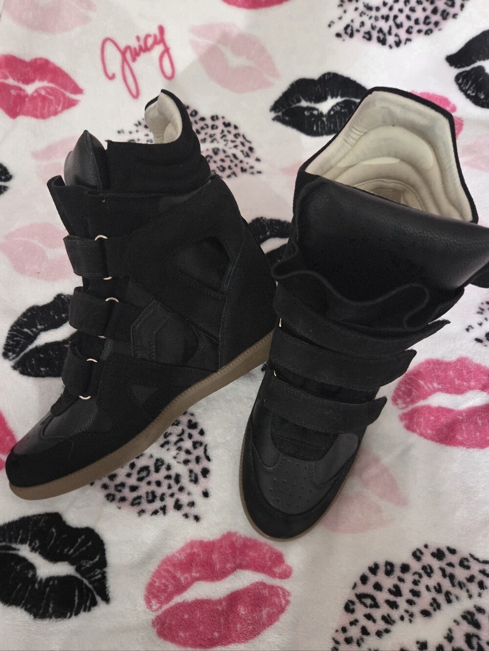 Steve Madden Black Wedge Sneakers